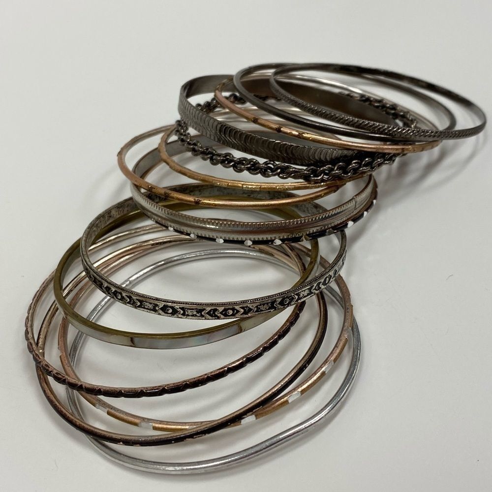 Silver and gold bangle bracelet variety pack